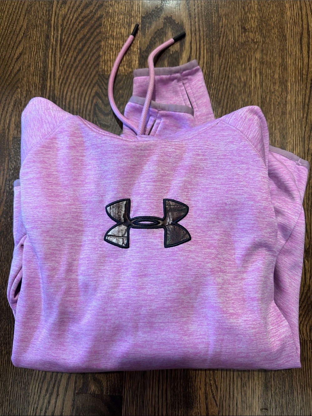 Under Armour Pink Pullover Hoodie with Black Logo